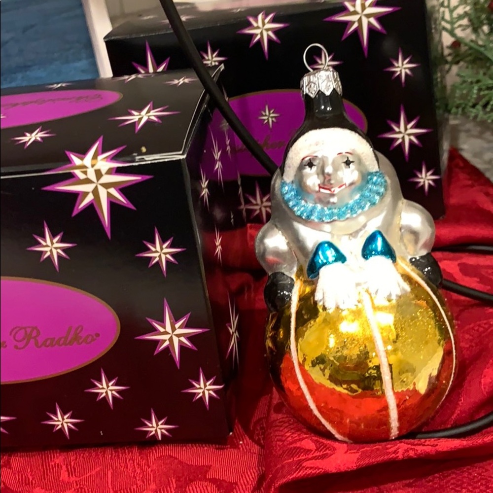 Rare Vintage Christopher Radko Roly Poly Clown Ornament